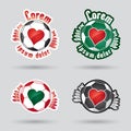 Heart shped classic football (ball) logo Royalty Free Stock Photo