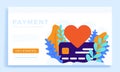 Heart sign and Credit Card Vector stock illustration. Flat style Payment illustration for landing page or presentation. The
