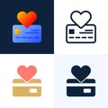 Heart sign and Credit Card Vector stock illustration. Flat style Payment love logo icon set. The concept of payment of love or