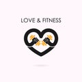 Heart sign and dumbbell icon.Fitness and gym logo.Healthcare
