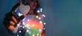 Heart sign festive background neon bokeh lights