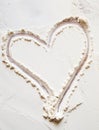 Heart sign on the flour