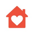 Heart sign in house icon, ed icon, love home symbol