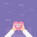 Heart sign icon with the inscription follow me. Vector illustration eps 10