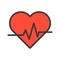 Heart signal, simple filled outline icon vector