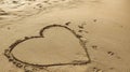heart simbol on beach sand