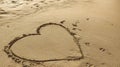 heart simbol on beach sand Royalty Free Stock Photo