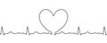 Heart sketch on heartbeat pulse in doodle, vector hand drawn thin line heart isolated on white background. Wedding love, Valentine Royalty Free Stock Photo