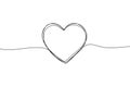 Heart sketch, vector love in line shape. Cute outline doodle heart on white background for valentine, wedding, vintage decoration