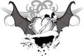 Heart skull bat wings tattoo tribal vector