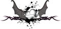 Heart skull bat wings tattoo vector