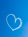 Heart skywriting in blue sky