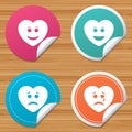 Heart smile face icons. Happy, sad, cry. Royalty Free Stock Photo