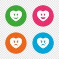 Heart smile face icons. Happy, sad, cry. Royalty Free Stock Photo