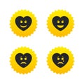 Heart smile face icons. Happy, sad, cry. Royalty Free Stock Photo