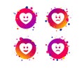 Heart smile face icons. Happy, sad, cry. Vector Royalty Free Stock Photo