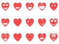 Heart smiley icons set