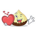 With heart snake fruit mascot cartoon