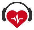 Heart Sound Raster Icon Flat Illustration