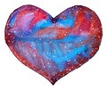 Heart space illustration with blue-pink galaxy