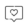 Heart in speech bubble black icon. Vector illustration Royalty Free Stock Photo