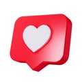 Heart in speech bubble icon isolated on a white background. Love like heart social media notification icon. Emoji, chat and Social Royalty Free Stock Photo