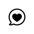 Heart in speech bubble icon. Love message icon