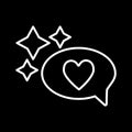Heart in a speech bubble line icon. Love message vector illustration isolated on black. Romantic chat outline style Royalty Free Stock Photo