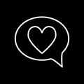 Heart in speech bubble line icon. Love message vector illustration isolated on black. Romantic chat outline style design Royalty Free Stock Photo