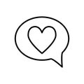 Heart in speech bubble line icon. Love message vector illustration isolated on white. Romantic chat outline style design Royalty Free Stock Photo