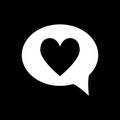 Heart in speech bubble solid icon. Love message vector illustration isolated on black. Romantic chat glyph style design Royalty Free Stock Photo