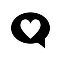 Heart in speech bubble solid icon. Love message vector illustration isolated on white. Romantic chat glyph style design Royalty Free Stock Photo