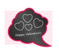 Heart in speech bubble talking, Happy Valentines, chalk on blackboard