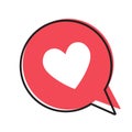 Heart in a speech bubble, vector love icon. Royalty Free Stock Photo