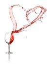 Heart splash from a glass of red wine Royalty Free Stock Photo