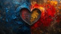 A heart split in half with one side showing love and the other showing hate reflecting the complex and contradictory Royalty Free Stock Photo