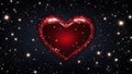 heart of stars A red heart surrounded by sparkling stars in a black space. The heart is large and beautiful,