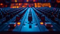 Audio Engineering Console with Glowing Controls Royalty Free Stock Photo