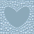 Heart on steamy surface, love frame, heart frame, place for text, bounding box and border, vector