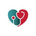 Heart with stethoscope medical care logo design vector for medical apps and websites Royalty Free Stock Photo