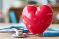 Heart and Stethoscope on Table