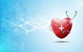 Heart and stethoscopes abstract healthcare on blue background Royalty Free Stock Photo