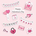 Set of pink Heart stickers Royalty Free Stock Photo