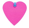 Heart Sticky Label, with blue pin, isolated