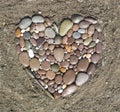 Heart of stones in sand Lesvos Royalty Free Stock Photo