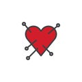 Heart with straight pin filled outline icon Royalty Free Stock Photo