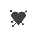 Heart with straight pin icon vector Royalty Free Stock Photo