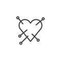 Heart with straight pin line icon Royalty Free Stock Photo