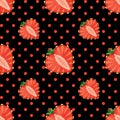 Heart of strawberry berries and polka dot seamless