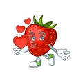 With heart strawberry fruit mascot for cartoon character